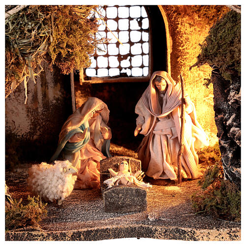 Nativity set with stable depth effect 10 cm Neapolitan nativity 25x35x20 2