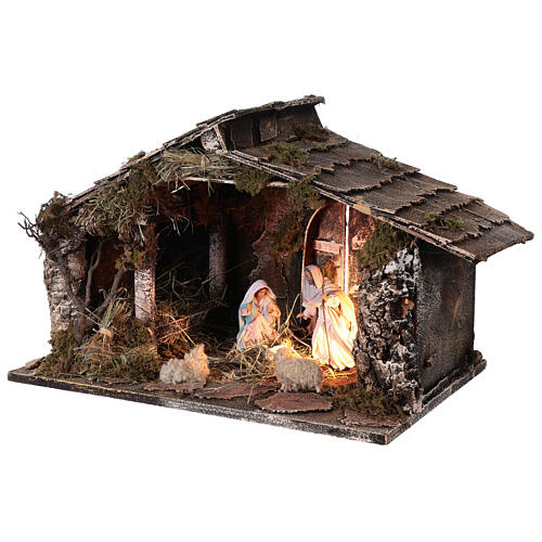 Hütte mit abgesenktem Dach Weihnachtstage für Krippe, 30x45x30 cm 3
