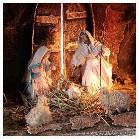 Capanna tetto spiovente Natività statue 12 cm presepe napoletano 30x45x30