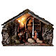 Nativity stable with 14 cm Holy Family terracotta backdoor ajar Neapolitan nativity 30x50x40 s1