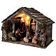 Nativity stable with 14 cm Holy Family terracotta backdoor ajar Neapolitan nativity 30x50x40 s3