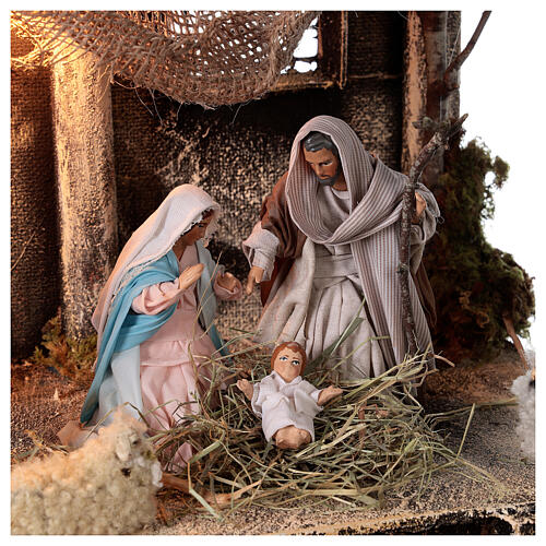 Nativity stable statues 12 cm jute roof Neapolitan nativity 30x30x35 cm 2