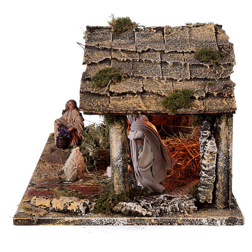 Hütte mit Brunnen Weihnachtsgeschichte Neapolitanische Krippe, 30x45x25 cm 6