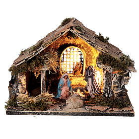 Stable with Holy Family set 8 cm window Neapolitan nativity 20x30x20 cm