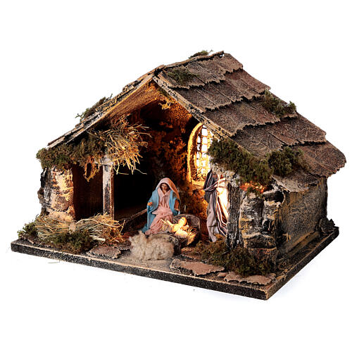 Stable with Holy Family set 8 cm window Neapolitan nativity 20x30x20 cm 3