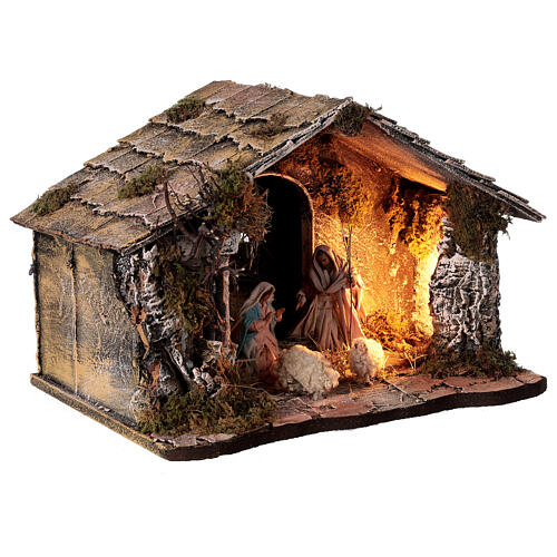 Nativity stable with sloped roof Holy Family 12 cm statues Neapolitan nativity 30x30x40 cm 4
