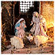 Nativity stable with sloped roof Holy Family 12 cm statues Neapolitan nativity 30x30x40 cm s2
