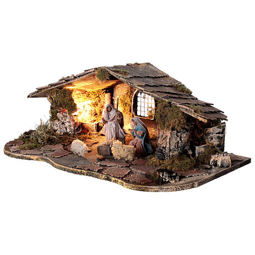 Stajenka rustykalna Neapolitańska z figurkami z terakoty 10cm, 30x50x20 cm 3