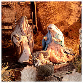 Nativity stable with Holy Family 10 cm Neapolitan nativity 30x35x25 cm