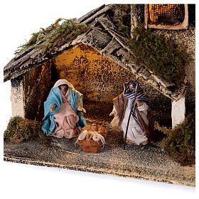 Stable for nativity with shepherd and Holy Family set 6 cm Neapolitan 15x25x15 cm