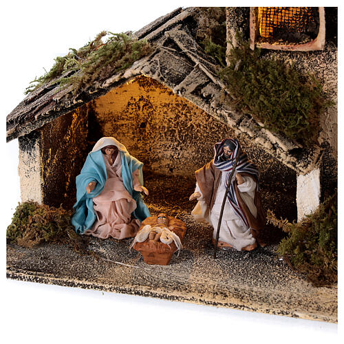 Stable for nativity with shepherd and Holy Family set 6 cm Neapolitan 15x25x15 cm 2
