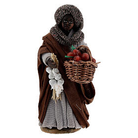 Mulher africana com cesto de tomates figura para presépio napolitano com personagens de altura média 10 cm
