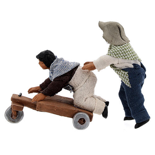 Pareja niños carrito belén Nápoles 10 cm 3