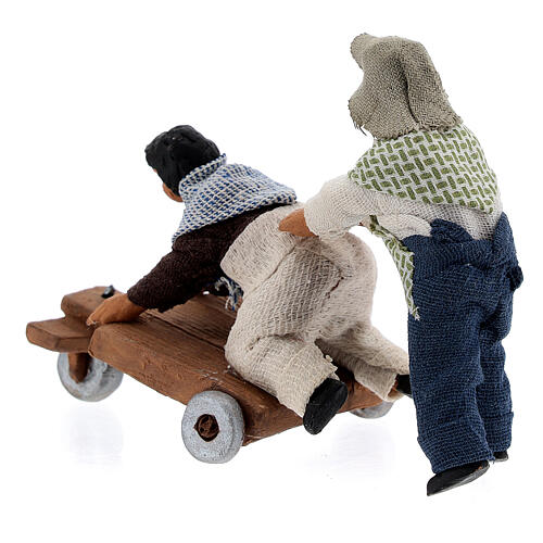 Coppia fanciulli carretto presepe Napoli 10 cm 6