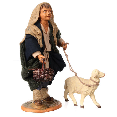 Child with basket and sheep figurine, 30 cm Neapolitan Nativity Scene 3