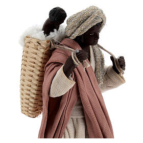 Moor women with child in basket Neapolitan nativity 13 cm