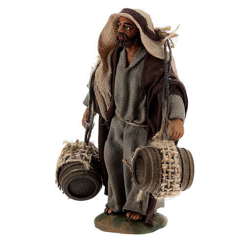 Shepherd with hanging barrels Neapolitan nativity 10 cm 2