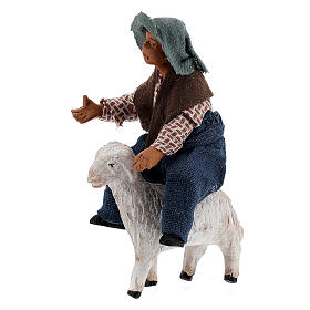 Fanciullo su pecora presepe napoletano 10 cm