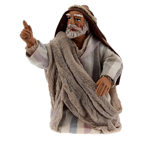 Kneeling man pointing Neapolitan Nativity Scene figurine 10 cm 1