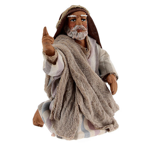 Kneeling man pointing Neapolitan Nativity Scene figurine 10 cm 3