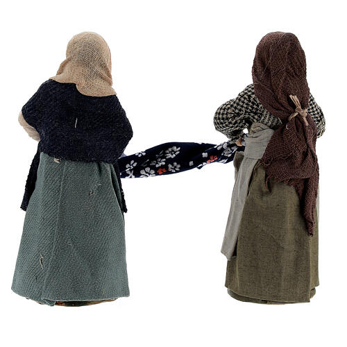Mulheres dobrando lençol para presépio napolitano com figuras de altura média 10 cm 5