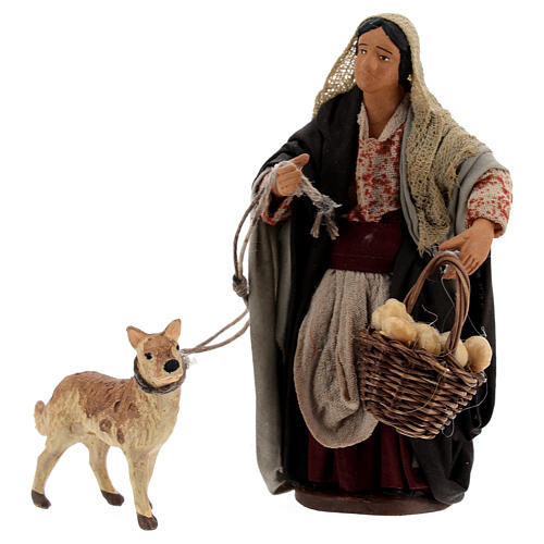 Frau mit Korb und Hund Neapolitanische Krippe, 13 cm 1