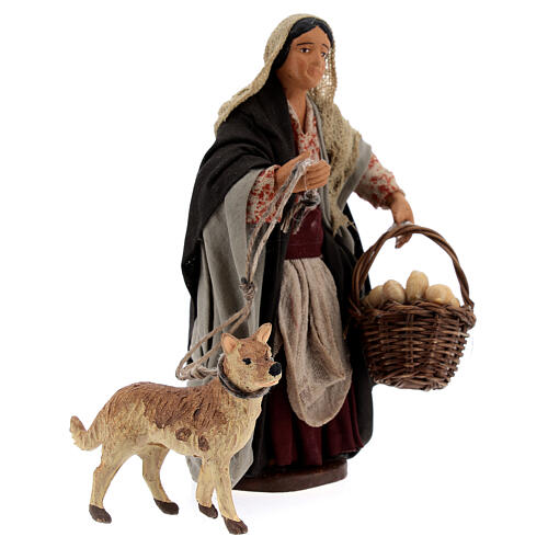 Frau mit Korb und Hund Neapolitanische Krippe, 13 cm 3