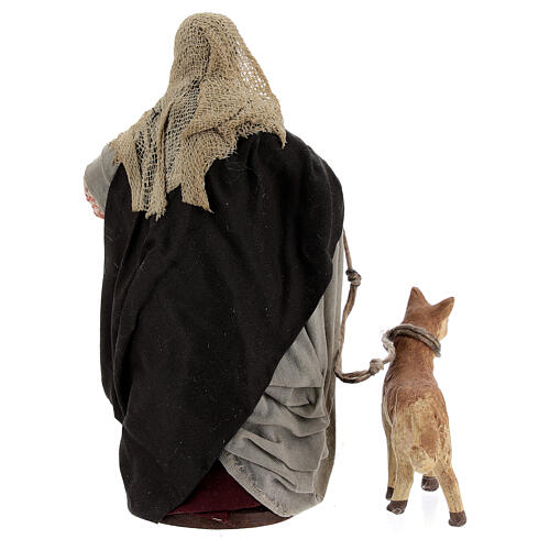 Mulher com cesto e cachorro com coleira para presépio napolitano com figuras de altura média 13 cm 4