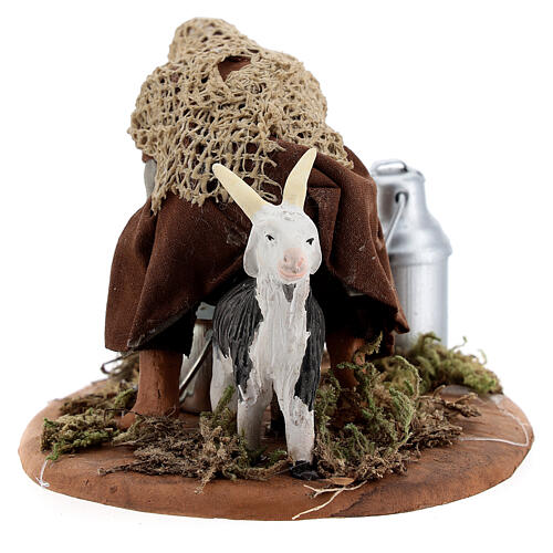 Shepherd milking goat Neapolitan nativity scene figurine 10 cm 4