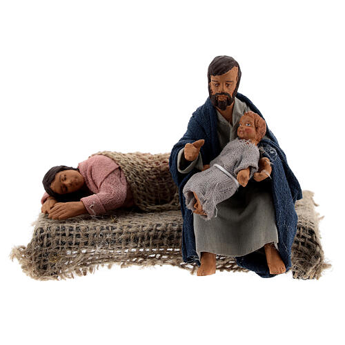 Holy Family sleeping Mary figurine, 10 cm Neapolitan nativity 1