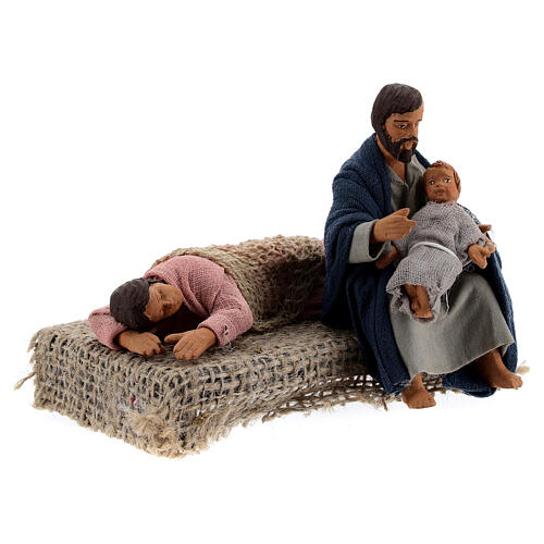 Holy Family sleeping Mary scene, 10 cm Neapolitan nativity scene 2