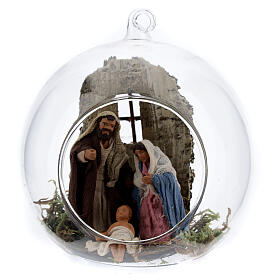 Weihnachtsgeschichte Glaskugel neapolitanische Krippe, 10 cm