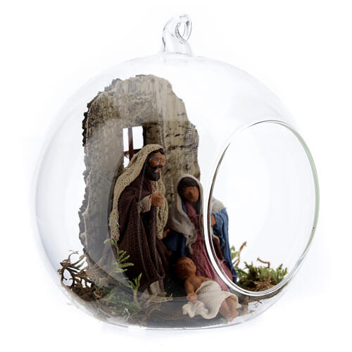 Weihnachtsgeschichte Glaskugel neapolitanische Krippe, 10 cm 2