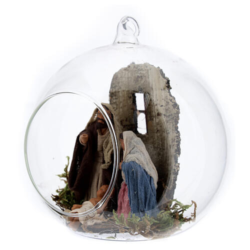Scena Narodzin Jezusa w szklanej kuli z Neapolu, 10 cm 3