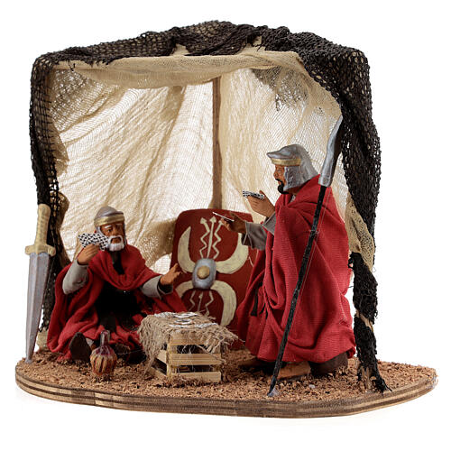 Namiot z żołnierzami grającymi w karty, szopka neapolitańska, 13 cm 3