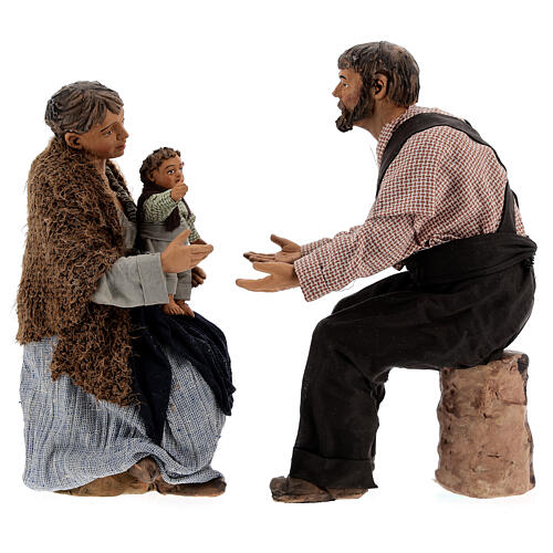 Cena família para presépio napolitano com figuras de altura média 30 cm 1