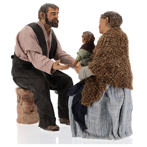 Cena família para presépio napolitano com figuras de altura média 30 cm 3