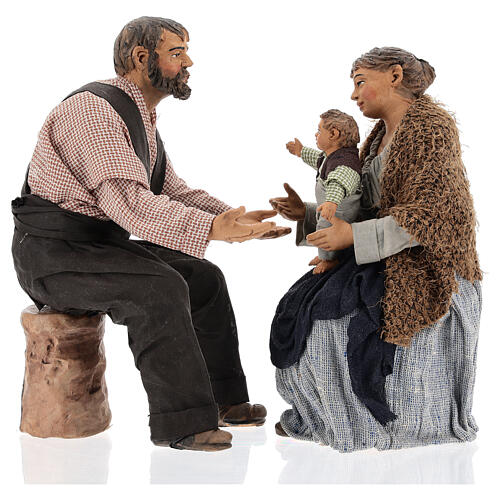 Cena família para presépio napolitano com figuras de altura média 30 cm 8