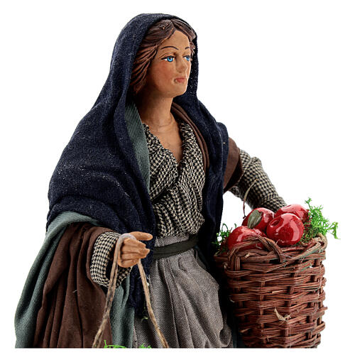 Woman with apples Neapolitan Nativity scene movement 24 cm 2