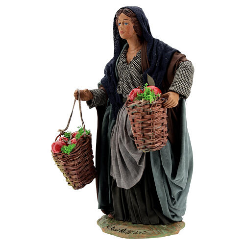 Woman with apples Neapolitan Nativity scene movement 24 cm 3