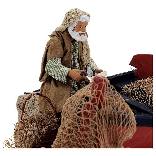 Mann mit Boot und Fischernetz, 14 cm 4