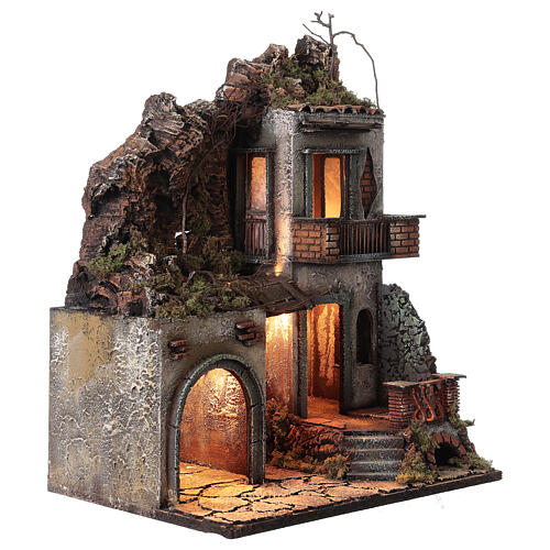 Terrace with stable 50x30x40 cm Neapolitan Nativity scene 12 cm 3