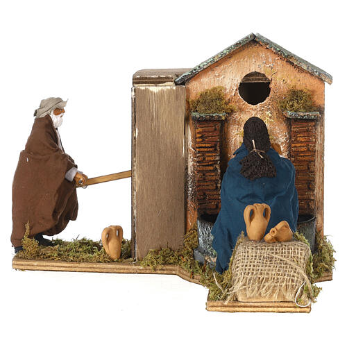 Moving couple at the fountain Neapolitan nativity 12 cm 2