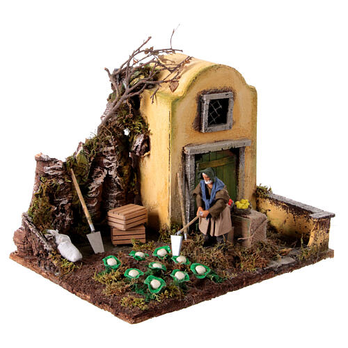Animated farmer in garden, Neapolitan nativity 12 cm 5