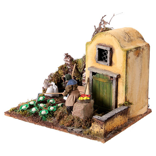 Animated farmer in garden, Neapolitan nativity 12 cm 3