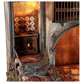 Borgo capanna e fontana 135x40x60 cm presepe Napoli 24-30 cm