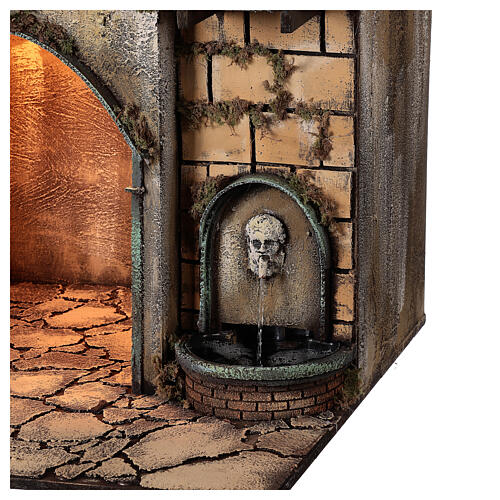 Aldeia com estábulo e fonte para presépio napolitano com figuras de altura média 24-30 cm, medidas: 135x40x60 cm 5