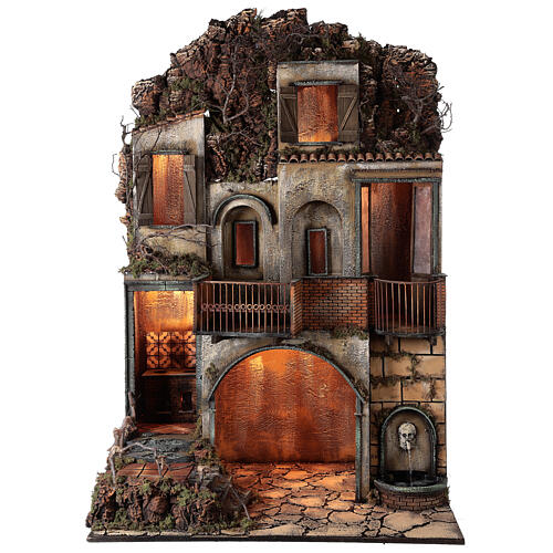 Village with stable and fountain 135x40x60 cm Neapolitan Nativity Scene with 24-30 cm figurines 1