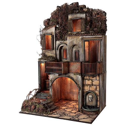 Village with stable and fountain 135x40x60 cm Neapolitan Nativity Scene with 24-30 cm figurines 3