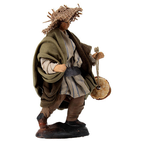 Figurka pasterz z obwarzankami, 12 cm, szopka neapolitańska, terakota, tkanina 2